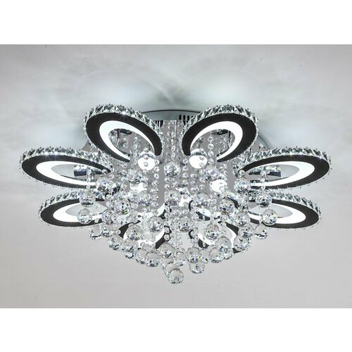 Люстра с хрусталем на потолок светодиодная светильник с пультом (23504-8+5-318W)