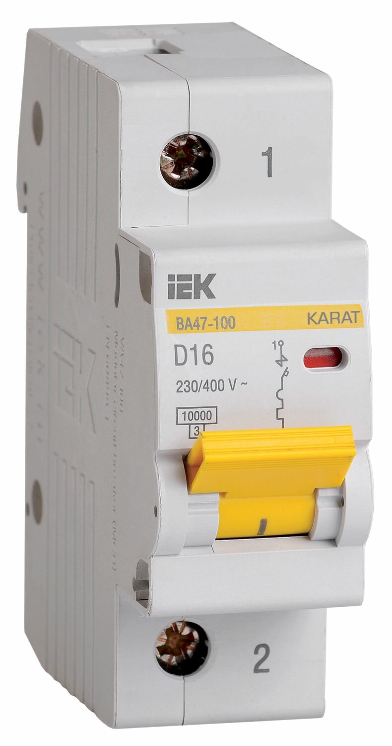 Автоматический выключатель IEK ВА47-100, 1P, 16А, 10кА, хар-ка D