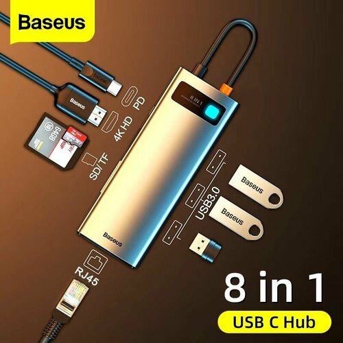Type-C Хаб Разветвитель Baseus 8 в 1 для ноутбука macbook huawei honor 8900₽