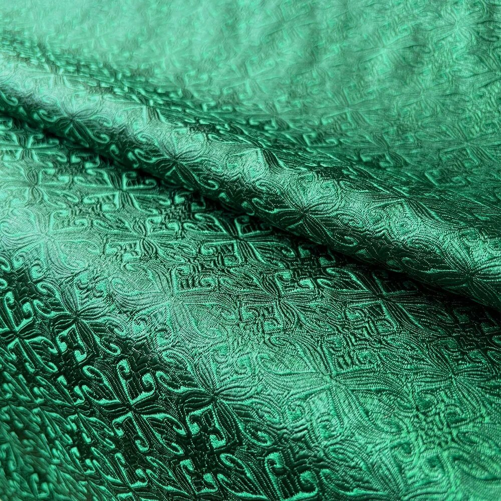 Парча жаккардовая ткань Findohope цветочная 50x75 см, Black green, 50cm x 75cm