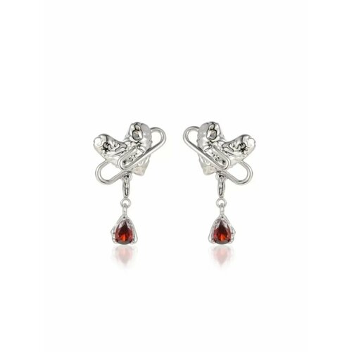 фото Серьги пусеты, серебряный, розовый, бордовый, красный be self true jewel