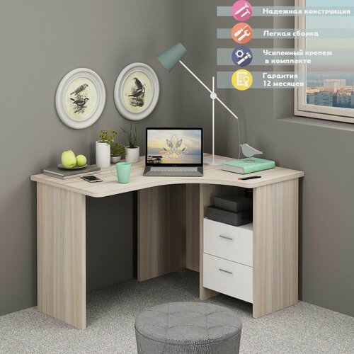 Изображение товара Стол СКЛ-Угл 120 КБЕ прав Карамель/Белый без надстройки