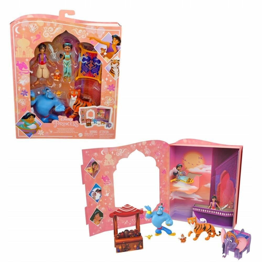 Кукла Mattel Disney Princess - Классический книжный набор с фигурками персонажей Жасмин и Алладина - Дисней Принцессы HPL57