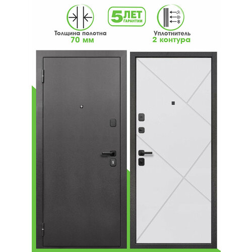 Дверь входная металлическая Foreman Ф-4 Зеркало 2050х860 Левая Титан - Белый матовый, УТ-00084133