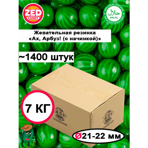 фото Жевательная резинка "ах, арбуз!" zed candy в коробе 7 кг, 22 мм (для праздников и торговых автоматов) kids'top