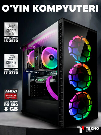 Игровой компьютер с процессором Core i7, 16 ГБ оперативной памяти, 512 ГБ SSD, RX 580 8 ГБ