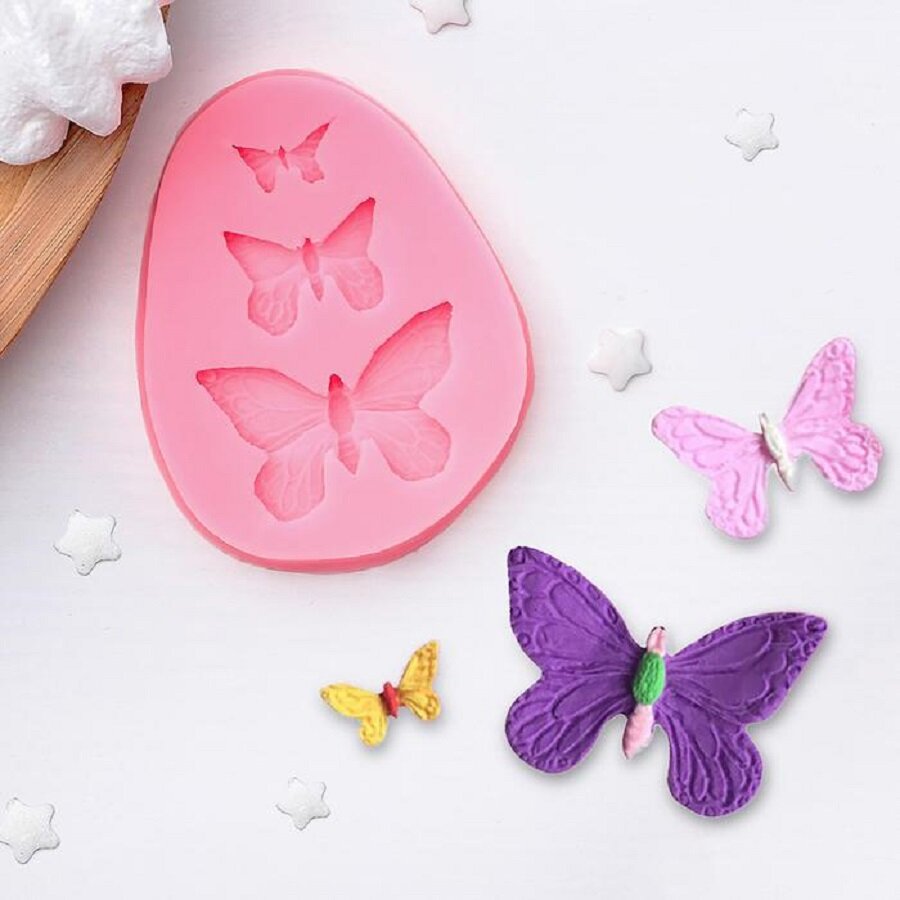 Молд силиконовый для шоколада, воска, мыла, гипса и эпоксидной смолы Бабочки, 7,5х6х1 см, Арт Узор