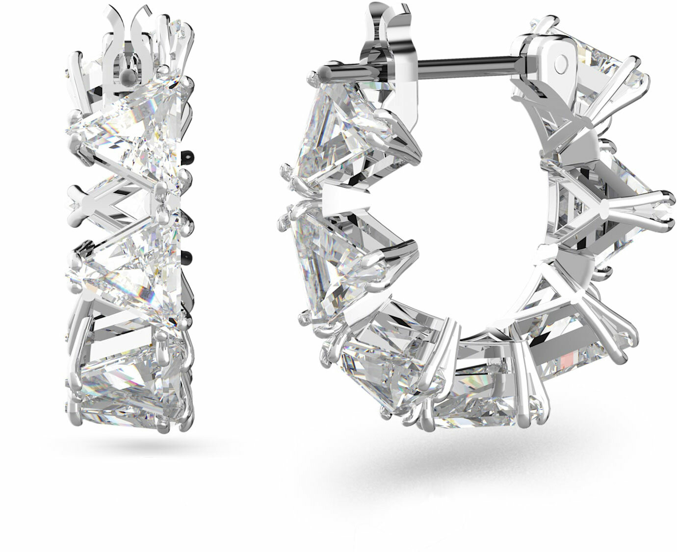 Серьги SWAROVSKI, кристаллы Swarovski, размер 15 мм, серебряный — фото 1