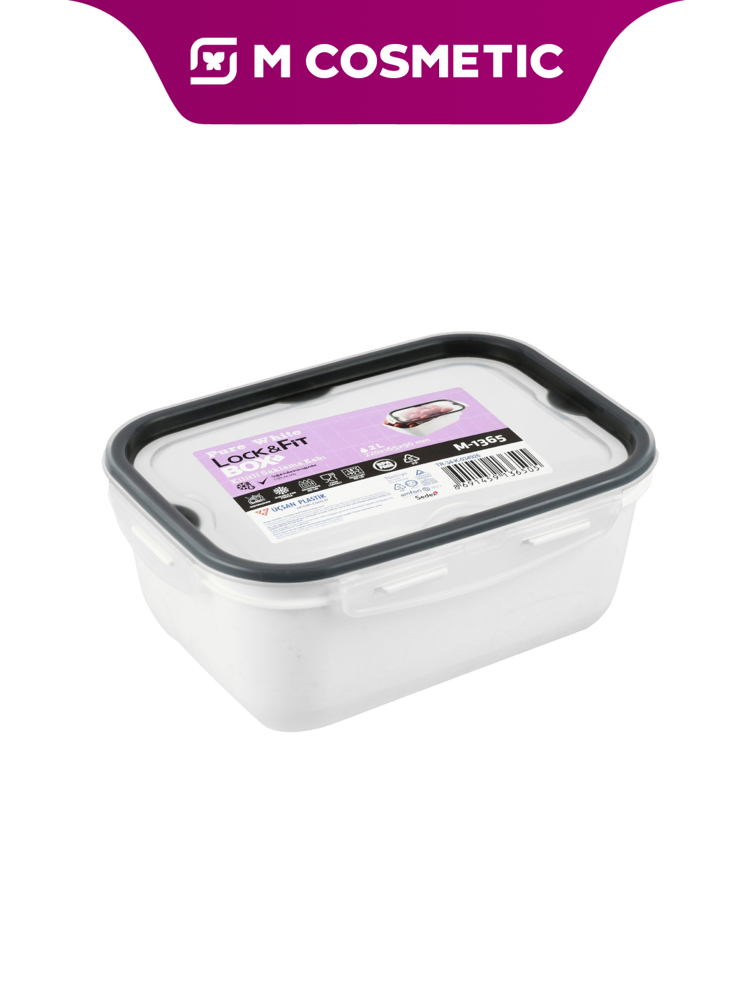 UCSAN PLASTIK Контейнер с замком размеры 22х16,5х9см, объем 2литра