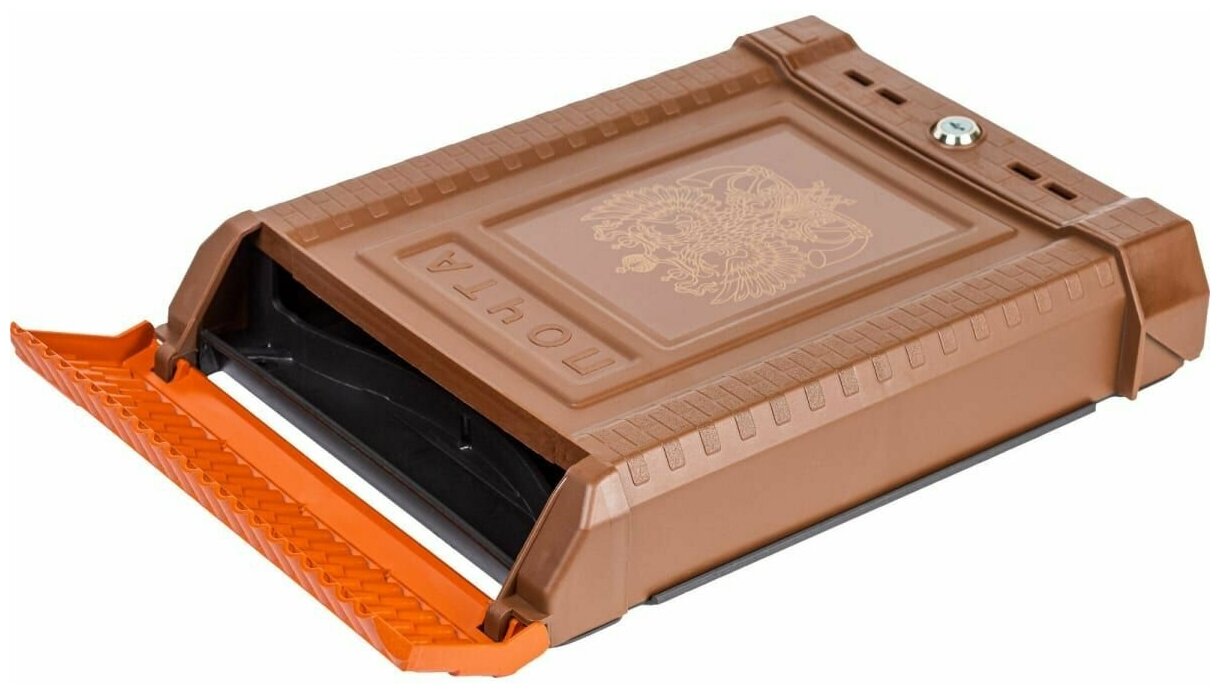 Ящик почтовый пластмассовый внешний с замком"Орел" коричневый, 1 шт - фотография № 7