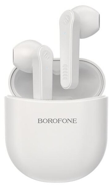 Bluetooth наушники вкладыши с микрофоном Borofone BE49 Serenity TWS, беспроводная гарнтитура, белая