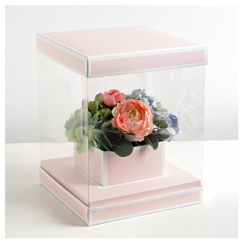 Коробка подарочная Дарите счастье для цветов Follow Your Dreams, 23х30х23 см, розовый