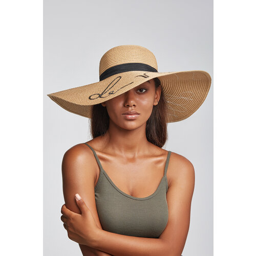 фото Шляпа mersada, размер 55, бежевый, черный