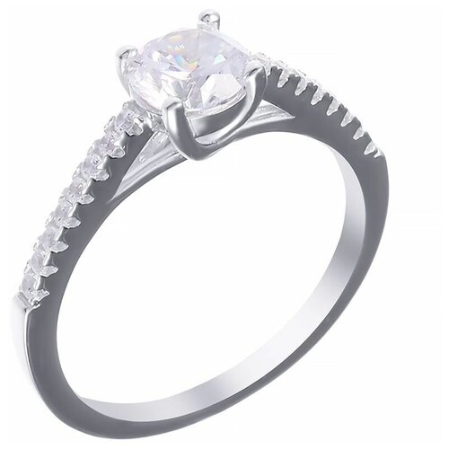 фото Jv кольцо с фианитами из серебра sl31047a1-001-wg, размер 18