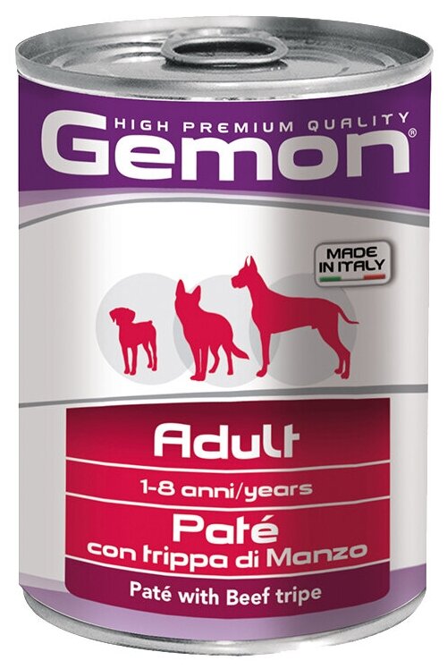 Gemon Dog консервы для собак паштет говяжий рубец 400г х 12 шт.