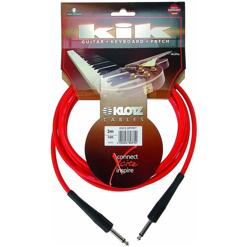 KLOTZ KIK3,0PPRT Готовый инструментальный кабель, длина 3м, разъемы KLOTZ Mono Jack (прямой-прямой), цвет красный