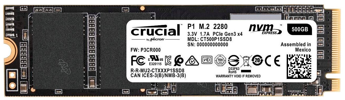 Накопитель SSD M2 500Gb Crucial P1 CT500P1SSD8