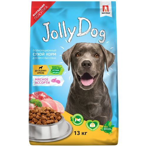 Сухой корм зоогурман Полнорационный для взрослых собак «Jolly Dog» Мясное ассорти 3 кг