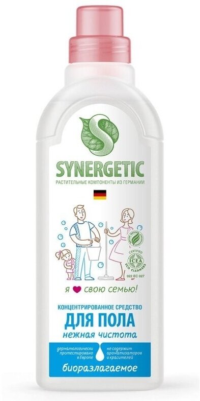 Средство для мытья пола Synergetic Нежная чистота, концентрат, антибактериальное, 750 мл (101754)