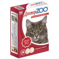Витамины Доктор ZOO для кошек Здоровье кожи и шерсти с биотином и таурином , 90 таб. х 1 уп.