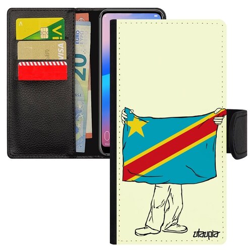 фото Чехол-книжка для смарфона huawei p30 lite, "флаг конго киншаса с руками" патриот страна utaupia