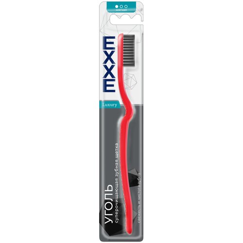 Зубная щетка EXXE luxury Уголь, мягкая, красный зубная щетка мягкая exxe luxury fluorine whitening 1 шт