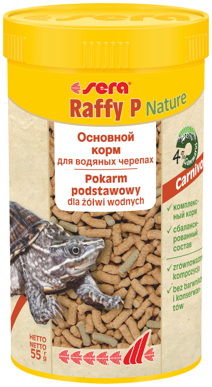 Сухой корм для рыб рептилий Sera Raffy P Nature