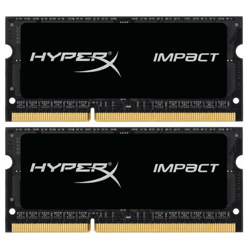 Оперативная память HyperX Impact 8 ГБ (4 ГБ x 2 шт.) DDR3 1866 МГц SODIMM CL11 HX318LS11IBK2/8 оперативная память so dimm 4 гб ddr3 1866 мгц kingston fury impact black kf318ls11ib 4 pc4 14900