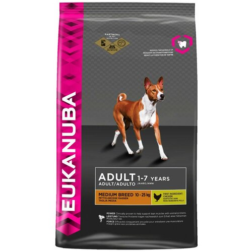 EUKANUBA ADULT MEDIUM BREED для взрослых собак средних пород с птицей (15 + 15 кг)