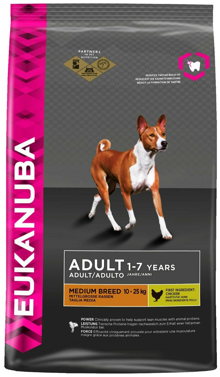 Eukanuba Adult Medium Breed полнорационный сухой корм для взрослых собак средних пород, с курицей - 3 кг