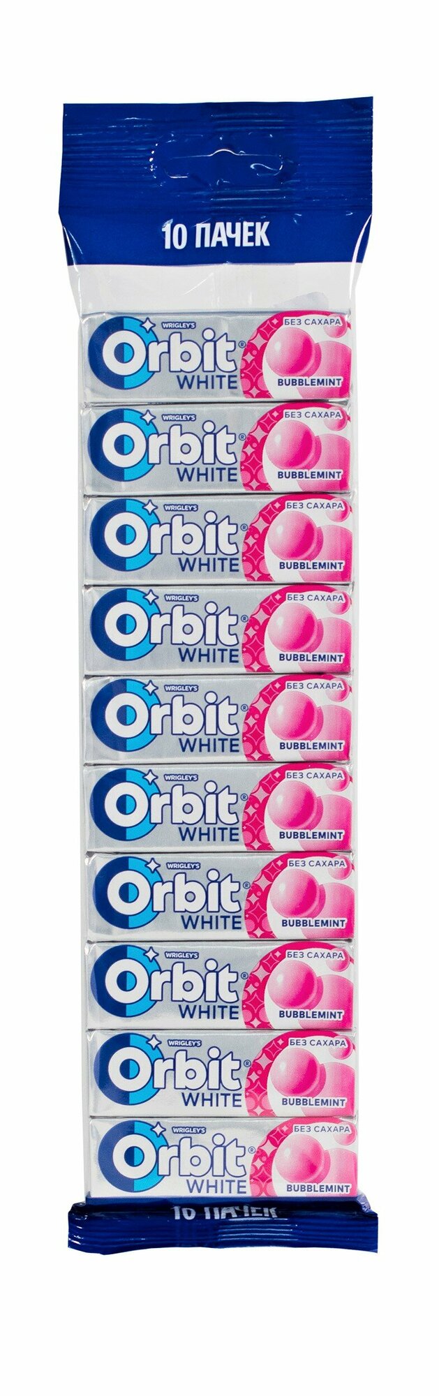 Жевательная резинка Orbit White Bubblemint, без сахара, 13.6 г, 10 шт. в уп.