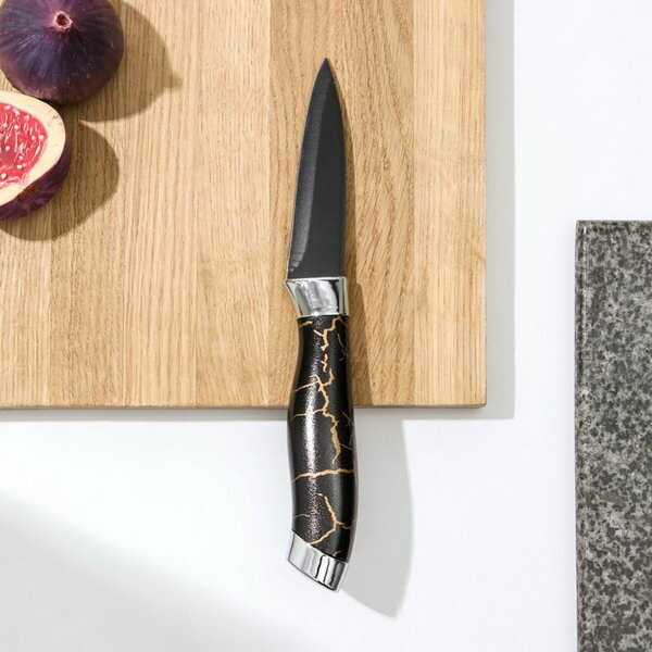 Нож Доляна «Энергия», овощной, лезвие 8,5 см, цвет чёрный - фотография № 4