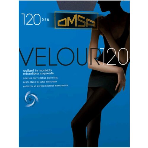 Колготки  Omsa Velour 120 - Omsa, 120 den, с ластовицей, размер 4, серый