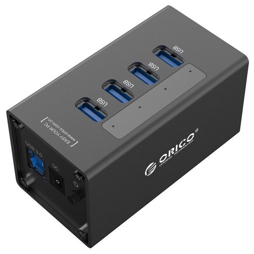 USB-концентратор ORICO A3H4, разъемов: 4, черный usb концентратор orico dm 10p разъемов 6 20 см черный