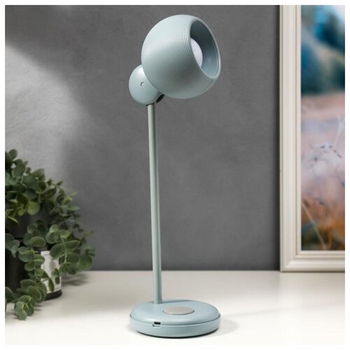 фото Лампа настольная risalux led, 4 вт, 3 режима, акб, usb, серый, 10,5*10,5*31 см