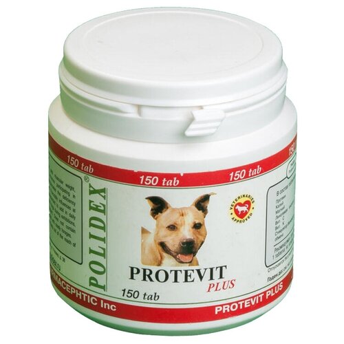 Polidex Protevit plus , 150 таб. polidex polidex витамины для собак для роста мышечной массы и повышения выносливости для собак 150 таб 120 г