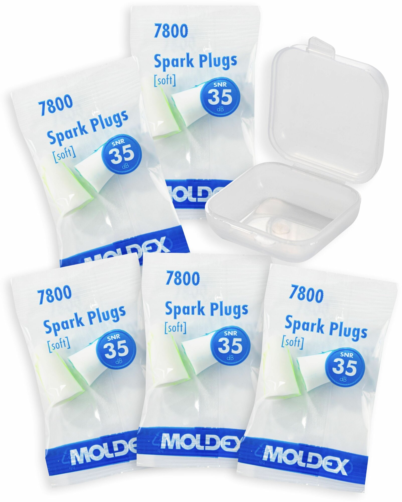 Беруши противошумные Moldex Spark Plugs 7800 5 пар (10 штук) для сна с защитным кейсом - фотография № 4