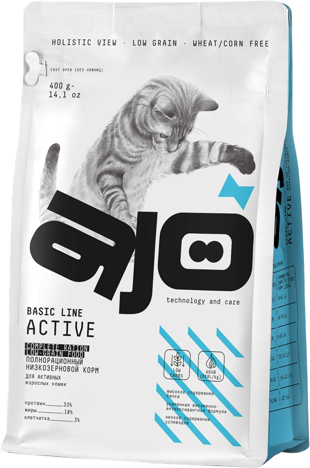 AJO Cat Active сухой корм для взрослых кошек 400г - фотография № 6