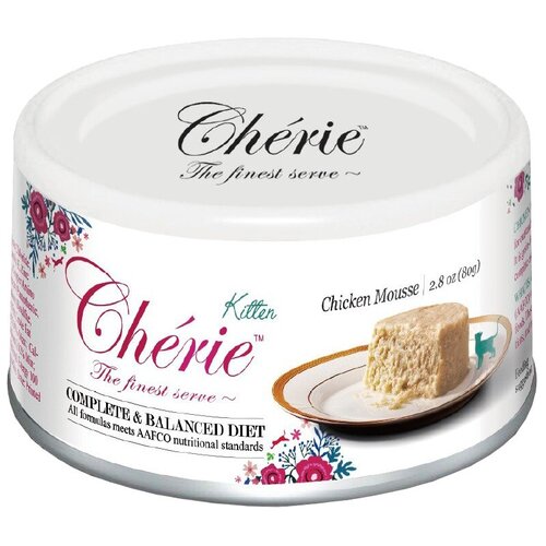 Влажный корм для котят Pettric Cherie COMPLETE&BALANCED DIET, мусс из курицы, 80 г, 1 шт.