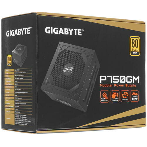 Блок питания GIGABYTE GP-P750GM, 750Вт, 120мм, черный, retail [28200-p750g-1eur] - фото №13