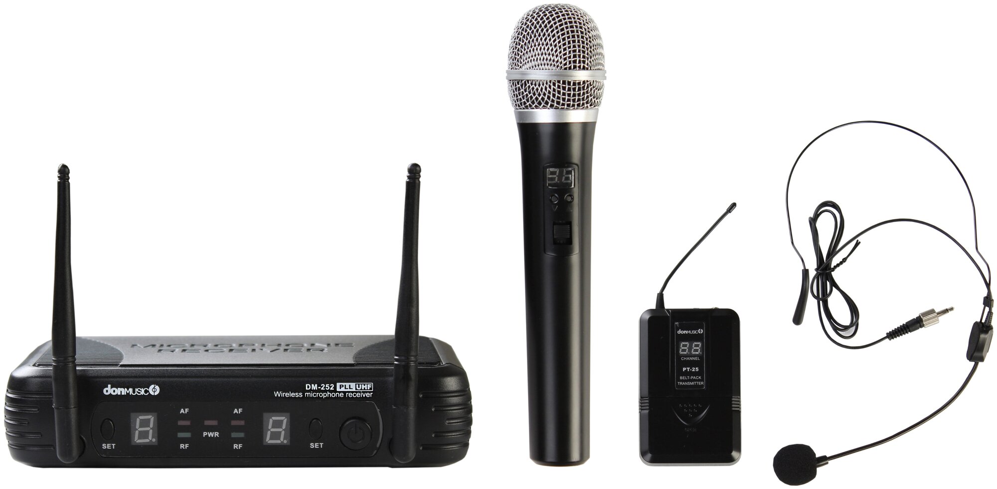 Don Music DM-252/HH-25/PT-25 Беспроводная радиосистема с одним ручн. микрофоном и головной гарнитурой