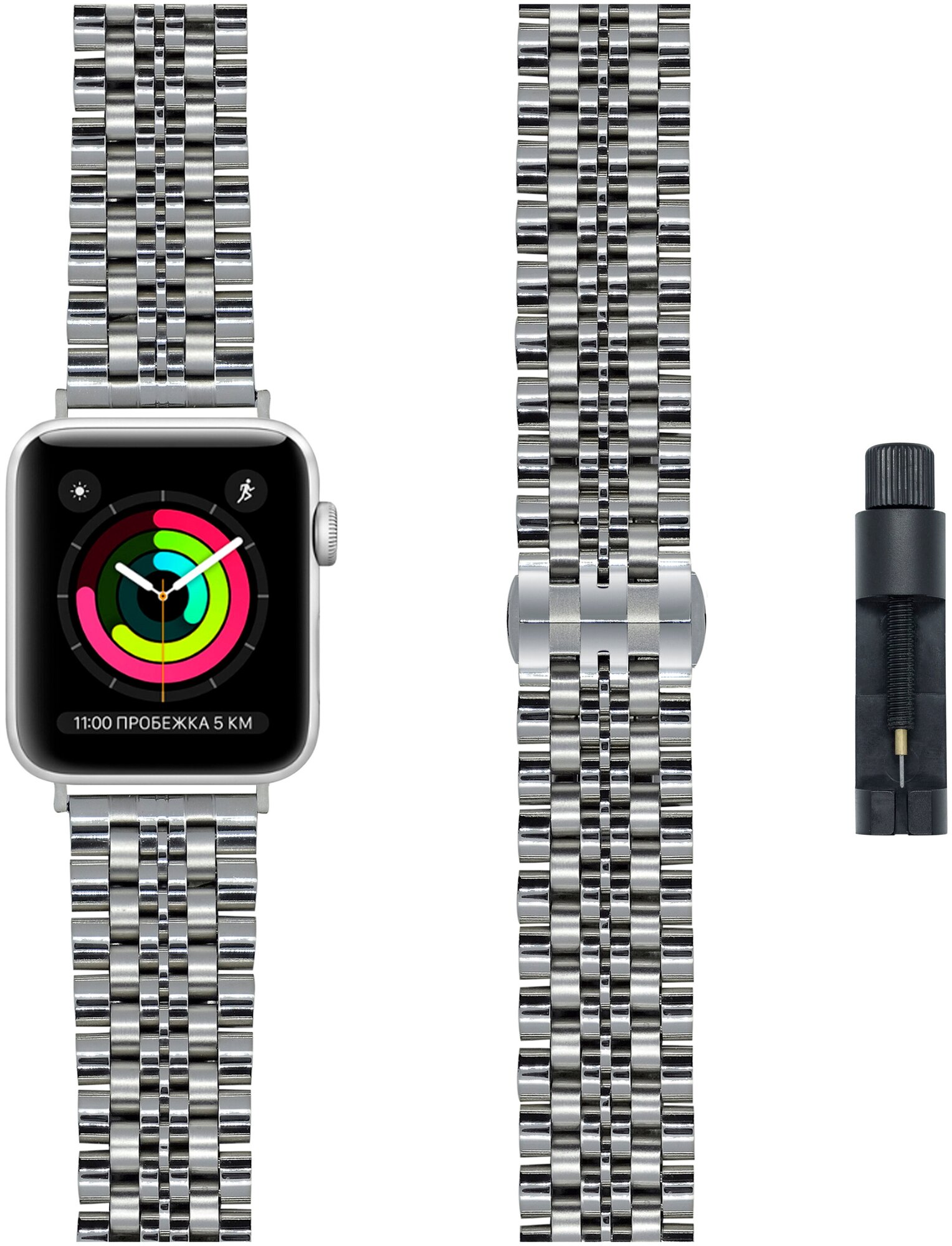 Ремешок Lyambda Castor для Apple Watch Series 3/4/5 серебристый (DS-APG-04-44-SL) Noname - фото №2