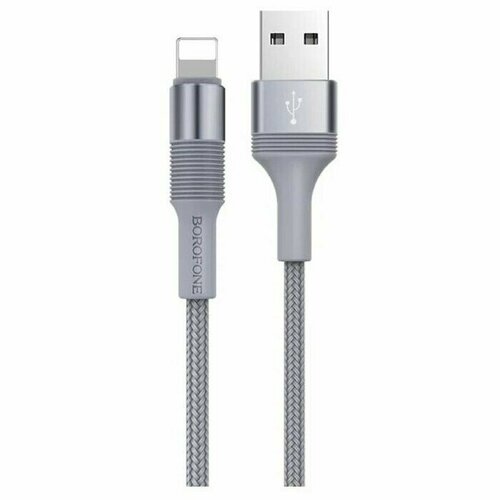 Кабель провод шнур для зарядки BFF BX21 Lightning - USB 24 А 1 м тканевая оплётка серый 614₽