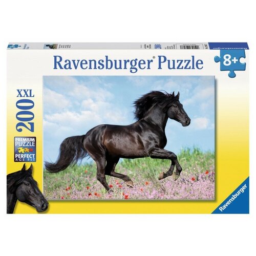 Пазл Ravensburger Прекрасная лошадь (12803), 200 дет., 36х49х23 см, черный/голубой