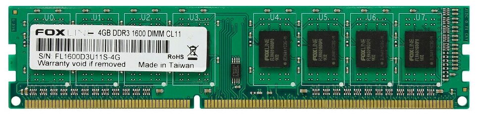 Оперативная память Foxline 4 ГБ DDR3 1600 МГц DIMM CL11 FL1600D3U11S-4G