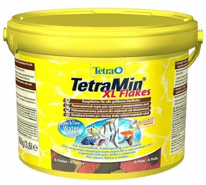 Корм для аквариумных рыб Tetra TetraMin Flakes XL 3.6 л (хлопья крупные) - фотография № 1