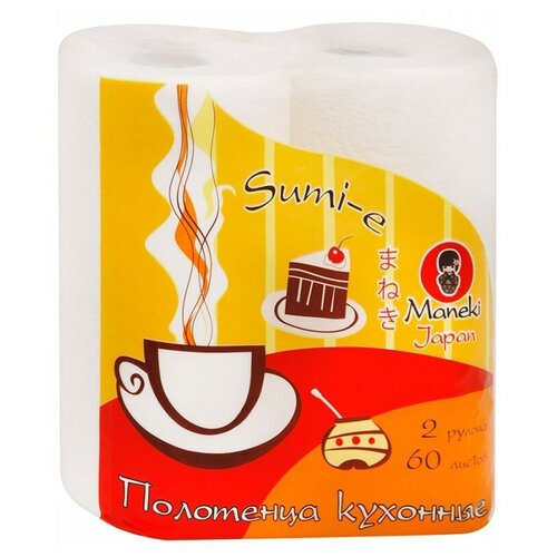 Купить Maneki Полотенца кухонные бумажные Sumi-e, белые, 2 рулона., Туалетная бумага и полотенца
