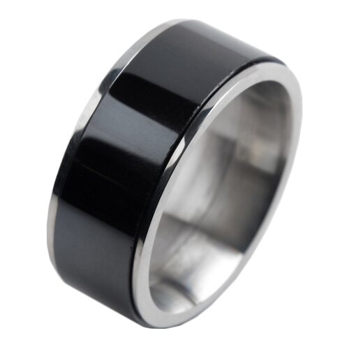 фото Сима-ленд кольцо керамика вайд чёрное в серебре, размер 16
