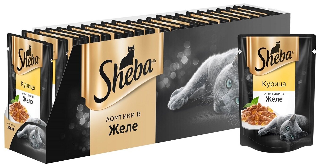 Корм для кошек Sheba Pleasure, курица 24 шт. x 85 г (кусочки в желе)