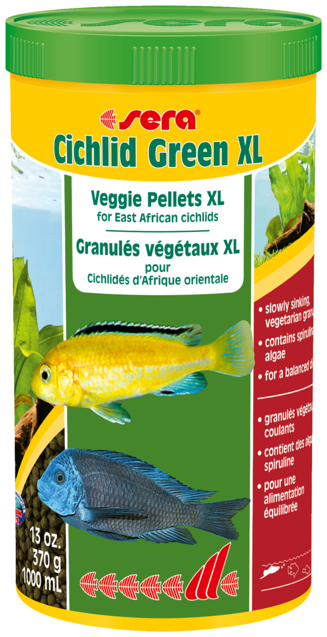 SERA CICHLID GREEN XL корм гранулы для растительноядных крупных цихлид (1 л)